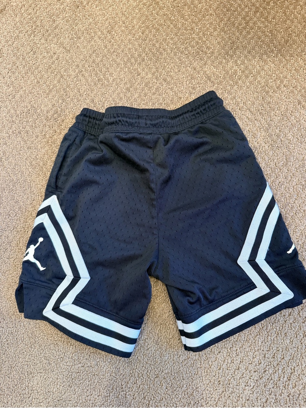 Nike Jordan Youth Black Athletic Mesh Shorts with White Stripe Detail - Picture 3 of 4